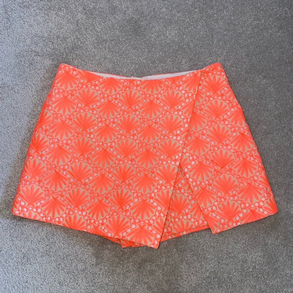 Lilly Pulitzer Orange Shell-Print Wrap Skort